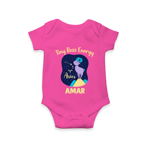 Taurus Little Bull Zodiac Printed Baby Romper - HOT PINK - New Born (Chest 14")