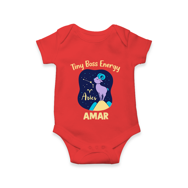 Taurus Little Bull Zodiac Printed Baby Romper - RED - New Born (Chest 14")