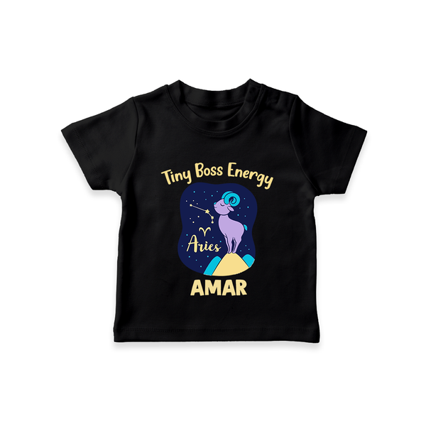 Taurus Little Bull Zodiac Printed Baby T shirt  - BLACK - 0-5 Months Old (Chest 17")