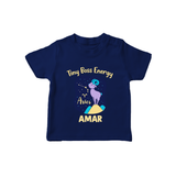 Taurus Little Bull Zodiac Printed Baby T shirt  - NAVY BLUE - 0-5 Months Old (Chest 17")