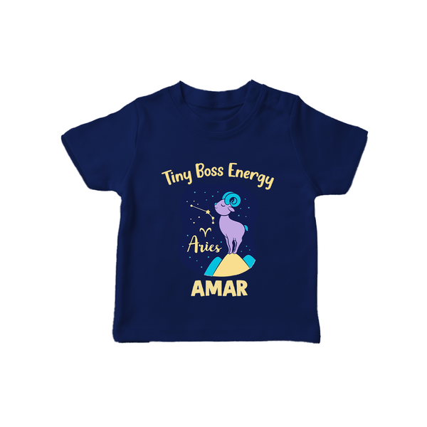 Taurus Little Bull Zodiac Printed Baby T shirt  - NAVY BLUE - 0-5 Months Old (Chest 17")