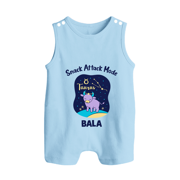 Gemini Twin Stars Zodiac Printed Baby Button Romper - BABY BLUE - New Born (Chest 18")