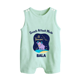 Gemini Twin Stars Zodiac Printed Baby Button Romper - MINT GREEN - New Born (Chest 18")
