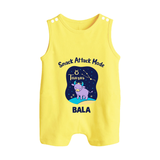 Gemini Twin Stars Zodiac Printed Baby Button Romper - PASTEL YELLOW - New Born (Chest 18")