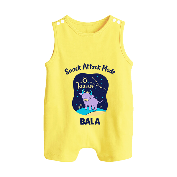 Gemini Twin Stars Zodiac Printed Baby Button Romper - PASTEL YELLOW - New Born (Chest 18")