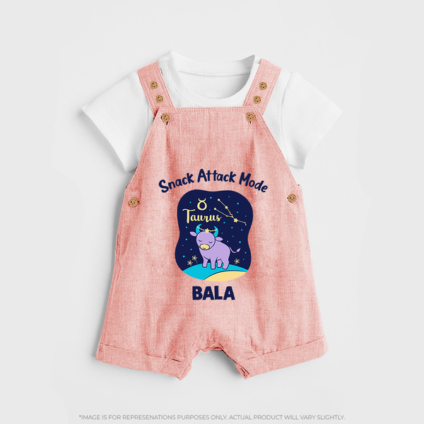 Gemini Twin Stars Zodiac Printed Baby Dungaree - PEACH - 0 - 5 Months Old (Chest 18")