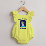 Gemini Twin Stars Zodiac Printed Baby Romper Frock - PASTEL YELLOW - 0 - 3 Months Old (Chest 19")