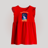 Gemini Twin Stars Zodiac Printed Baby Frock - RED - 0 - 3 Months Old (Chest 17")
