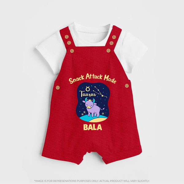 Gemini Twin Stars Zodiac Printed Baby Dungaree - RED - 0 - 5 Months Old (Chest 18")