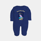Gemini Twin Stars Zodiac Printed BabyFullbody Suit - NAVY BLUE - New Born (Chest 7.5")