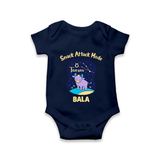 Gemini Twin Stars Zodiac Printed Baby Romper - NAVY BLUE - New Born (Chest 14")