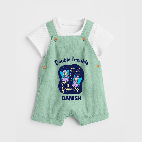 Leo Royal Lion Zodiac Printed Baby Dungaree - MINT GREEN - 0 - 5 Months Old (Chest 18")