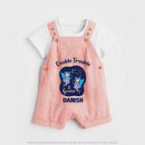 Leo Royal Lion Zodiac Printed Baby Dungaree - PEACH - 0 - 5 Months Old (Chest 18")