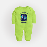 Leo Royal Lion Zodiac Printed BabyFullbody Suit - LIME GREEN - New Born (Chest 7.5")