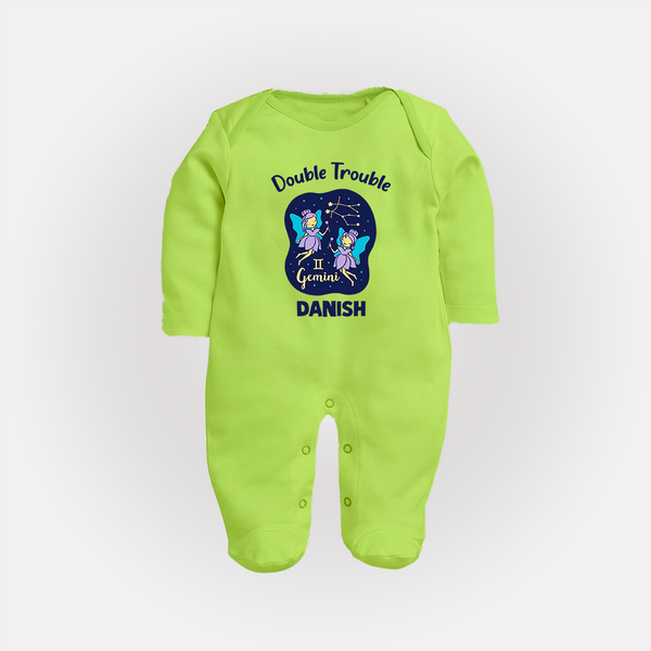 Leo Royal Lion Zodiac Printed BabyFullbody Suit - LIME GREEN - New Born (Chest 7.5")