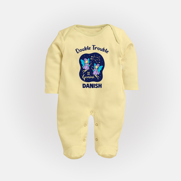 Leo Royal Lion Zodiac Printed BabyFullbody Suit - PASTEL YELLOW - New Born (Chest 7.5")