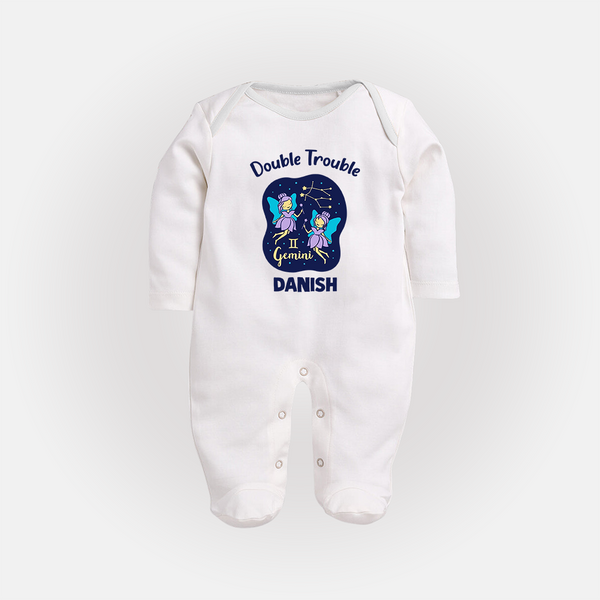 Leo Royal Lion Zodiac Printed BabyFullbody Suit - WHITE - New Born (Chest 7.5")