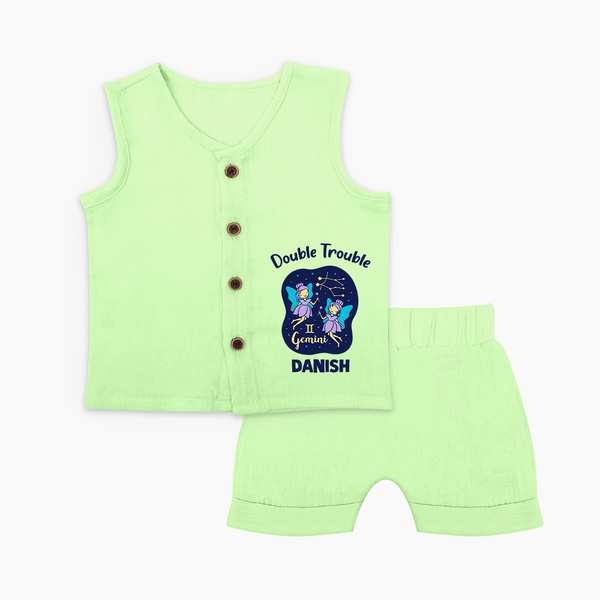 Leo Royal Lion Zodiac Printed Baby Jabla Set - PASTEL GREEN - 0 - 3 Months Old (Chest 9.8")