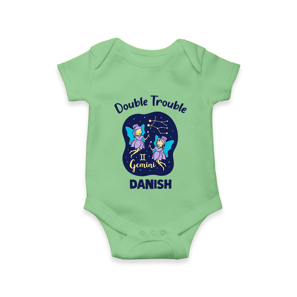 Leo Royal Lion Zodiac Printed Baby Romper - GREEN - New Born (Chest 14")
