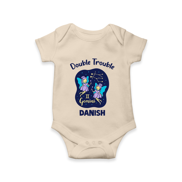 Leo Royal Lion Zodiac Printed Baby Romper - IVORY - New Born (Chest 14")