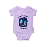 Leo Royal Lion Zodiac Printed Baby Romper - LILAC - New Born (Chest 14")