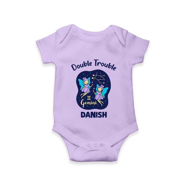Leo Royal Lion Zodiac Printed Baby Romper - LILAC - New Born (Chest 14")
