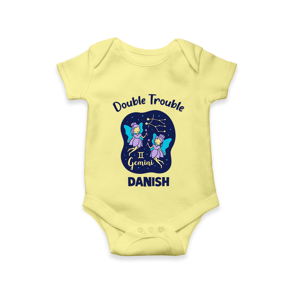Leo Royal Lion Zodiac Printed Baby Romper - PASTEL YELLOW - New Born (Chest 14")