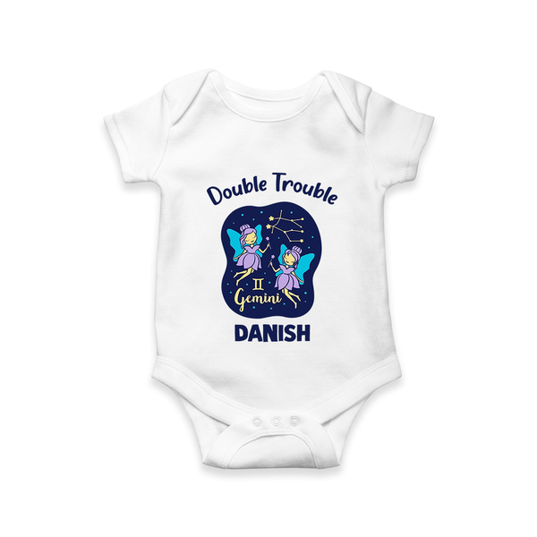 Leo Royal Lion Zodiac Printed Baby Romper - WHITE - New Born (Chest 14")