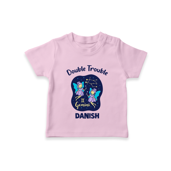 Leo Royal Lion Zodiac Printed Baby T shirt  - BABY PINK - 0-5 Months Old (Chest 17")