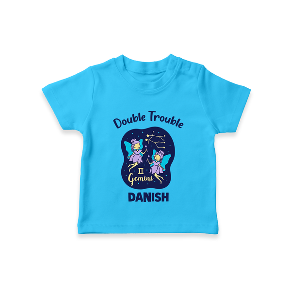 Leo Royal Lion Zodiac Printed Baby T shirt  - SKY BLUE - 0-5 Months Old (Chest 17")