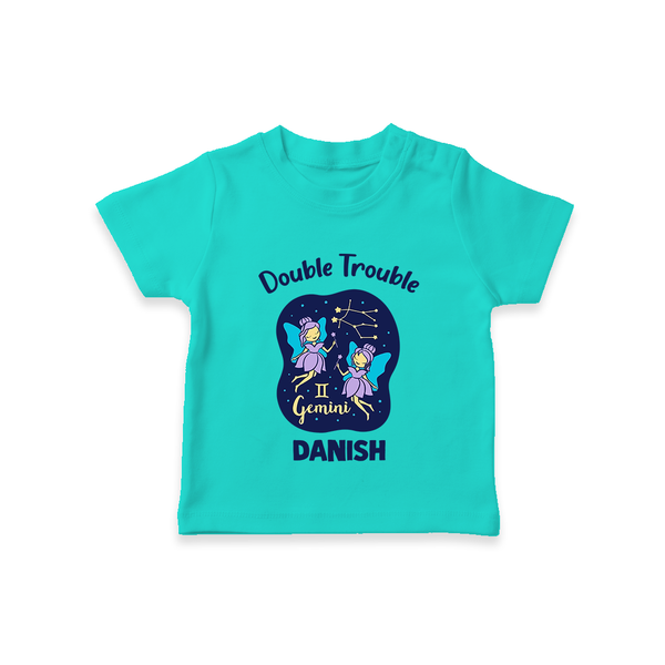 Leo Royal Lion Zodiac Printed Baby T shirt  - TEAL - 0-5 Months Old (Chest 17")