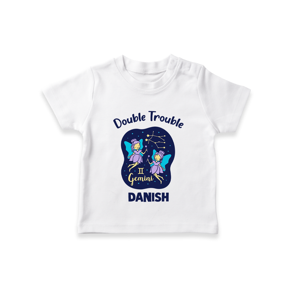 Leo Royal Lion Zodiac Printed Baby T shirt  - WHITE - 0-5 Months Old (Chest 17")