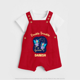 Leo Royal Lion Zodiac Printed Baby Dungaree - RED - 0 - 5 Months Old (Chest 18")