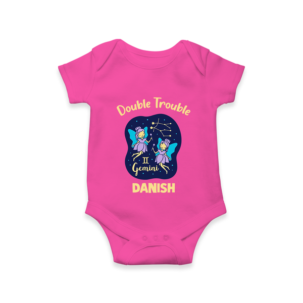 Leo Royal Lion Zodiac Printed Baby Romper - HOT PINK - New Born (Chest 14")
