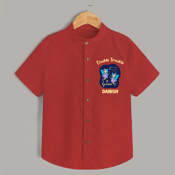 Leo Royal Lion Zodiac Printed Baby shirt - RED - 0 - 6 Months Old (Chest 23")