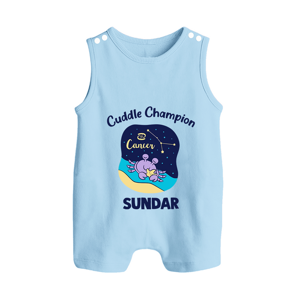 Virgo Little Star Zodiac Printed Baby Button Romper - BABY BLUE - New Born (Chest 18")