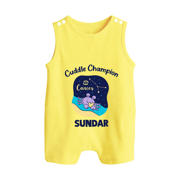 Virgo Little Star Zodiac Printed Baby Button Romper - PASTEL YELLOW - New Born (Chest 18")