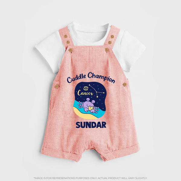 Virgo Little Star Zodiac Printed Baby Dungaree - PEACH - 0 - 5 Months Old (Chest 18")