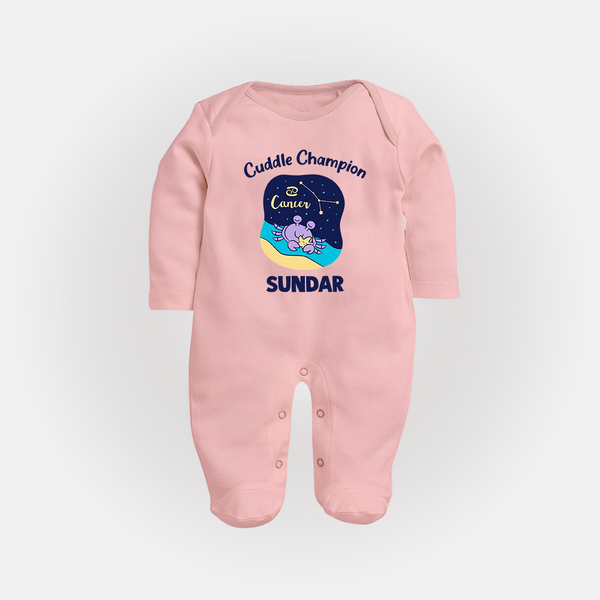 Virgo Little Star Zodiac Printed BabyFullbody Suit - BABY PINK - New Born (Chest 7.5")