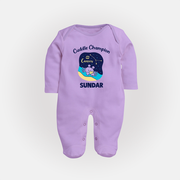 Virgo Little Star Zodiac Printed BabyFullbody Suit - LILAC - New Born (Chest 7.5")