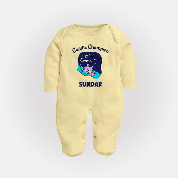 Virgo Little Star Zodiac Printed BabyFullbody Suit - PASTEL YELLOW - New Born (Chest 7.5")