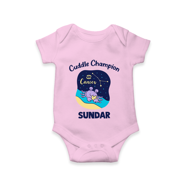 Virgo Little Star Zodiac Printed Baby Romper - BABY PINK - New Born (Chest 14")