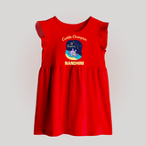 Virgo Little Star Zodiac Printed Baby Frock - RED - 0 - 3 Months Old (Chest 17")