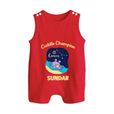 Virgo Little Star Zodiac Printed Baby Button Romper - RED - New Born (Chest 18")