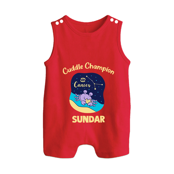 Virgo Little Star Zodiac Printed Baby Button Romper - RED - New Born (Chest 18")