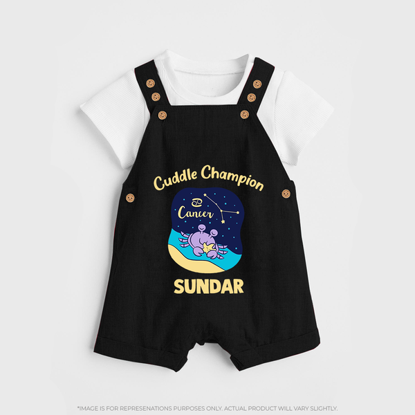 Virgo Little Star Zodiac Printed Baby Dungaree - BLACK - 0 - 5 Months Old (Chest 18")