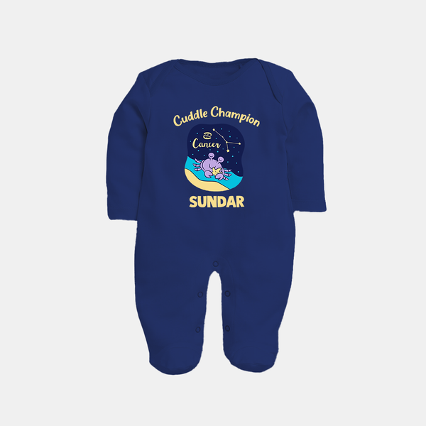 Virgo Little Star Zodiac Printed BabyFullbody Suit - NAVY BLUE - New Born (Chest 7.5")