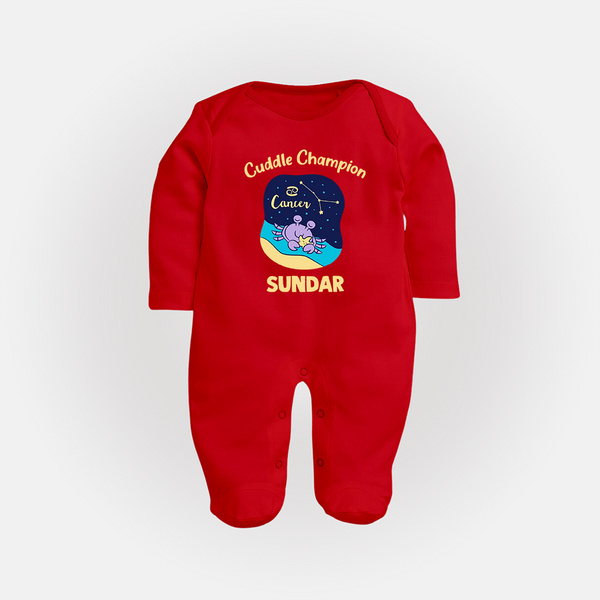 Virgo Little Star Zodiac Printed BabyFullbody Suit - RED - New Born (Chest 7.5")