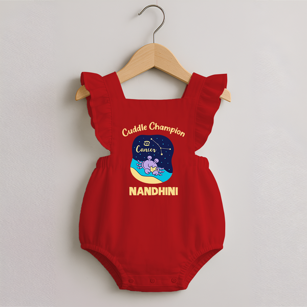 Virgo Little Star Zodiac Printed Baby Romper Frock - RED - 0 - 3 Months Old (Chest 19")