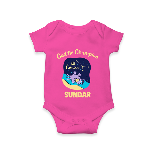 Virgo Little Star Zodiac Printed Baby Romper - HOT PINK - New Born (Chest 14")